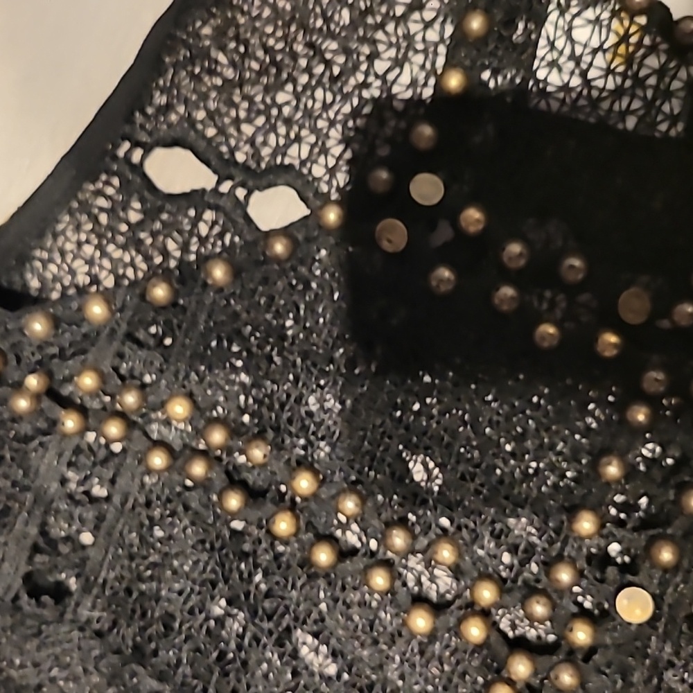 Maeve by Anthropologie Auralis Black Studded Grunge Lace Blouse Size Med… - Picture 5 of 7